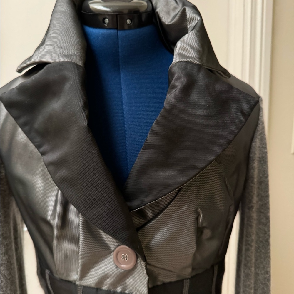 Chic Black And Gray Button Down Jacket With High … - image 4